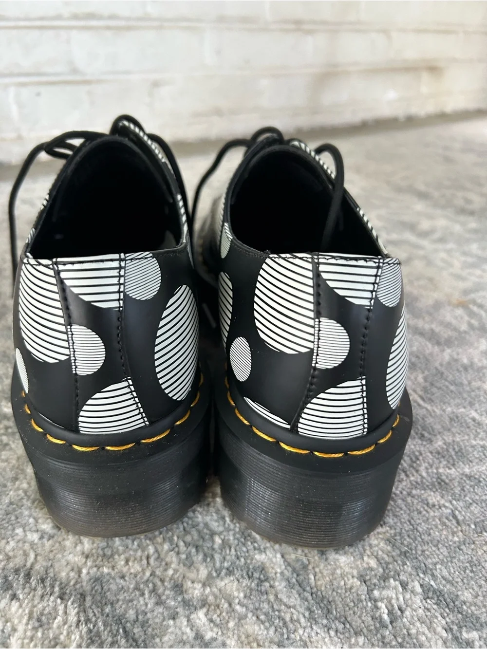 Doc Marten platform black and white polka dot shoes size 12